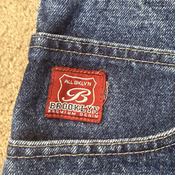 Vintage Brooklyn Xpress Shorts Mens Denim Jorts Faded Baggy JNCO Style 36x13 - Picture 4 of 10